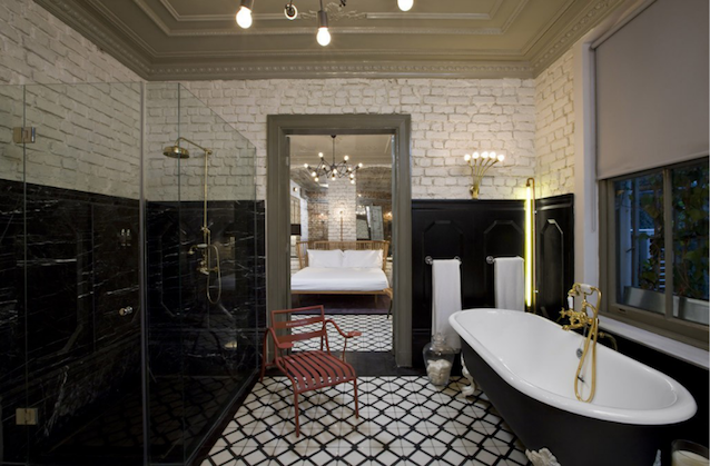 Vintage bathroom inspiration for our DIY remodel… love the molding!