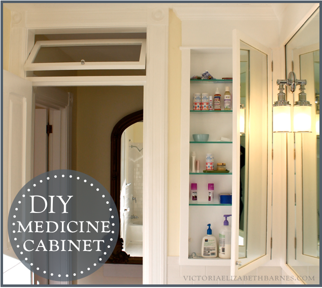 We designed and built an extra-tall, mirrored storage and medicine cabinet for our old-house bathroom remodel… it’s a GREAT way to use the space between wall studs!!
