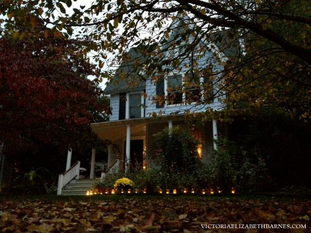 Our Victorian front porch, decorated for Halloween.