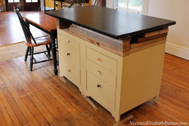 DIY kitchen cabinets and drawers. Building your own kitchen island. Reusing cabinets you already have.