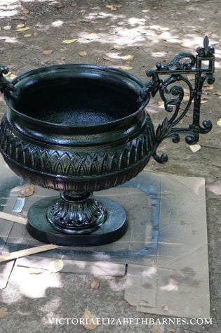 Antique garden urn restoration – we made a latex mold to replace missing pieces, repaired and painted.