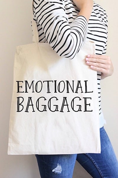 Emotional baggage tote, a fun and inexpensive gift for your best friend