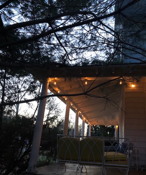 LED cafe bulbs and string lighting— photos of the front porch. - VICTORIA  ELIZABETH BARNES