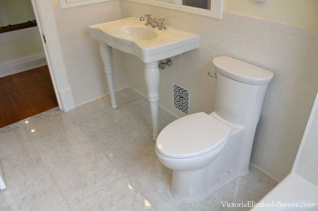 Concealed trapway toilet. The skirted style is SO much nicer! We chose American Standard Tropic, I will never buy a regular toilet again!