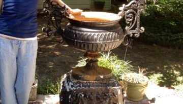 Adams and Storrie, Philadelphia iron foundry, Cast iron garden urn, Victorian planter, Antique garden statuary