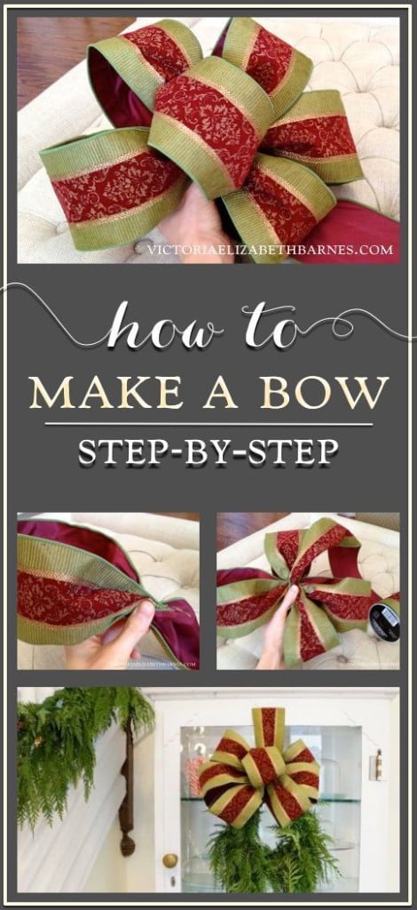 How to make a decorator's bow... a DIY, step-by-step tutorial… great for holiday wreaths, tree-toppers, or on a special gift! Works with any size ribbon.