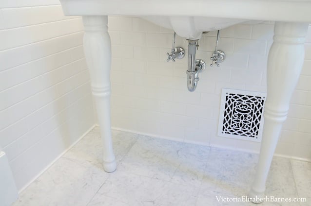DIY old-house bathroom remodel. We used vintage design elements and reproduction fixtures.