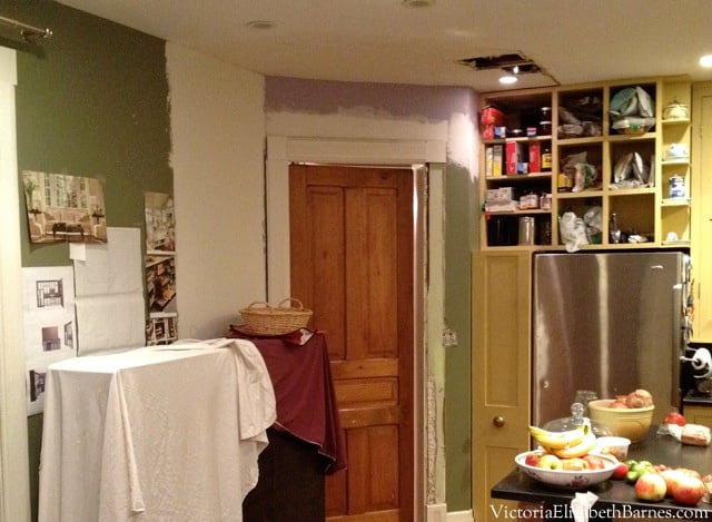 Designing and remodeling our old-house kitchen. Expanding the wall between the dining room and kitchen.