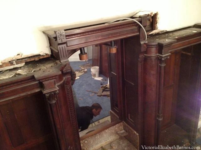 Salvaging an antique Victorian wardrobe. Hoping to repurpose it as cabinets in our kitchen remodel.