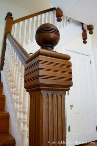 A blog about restoring an old Victorian house.  Our stairway, spindles and newel post.
