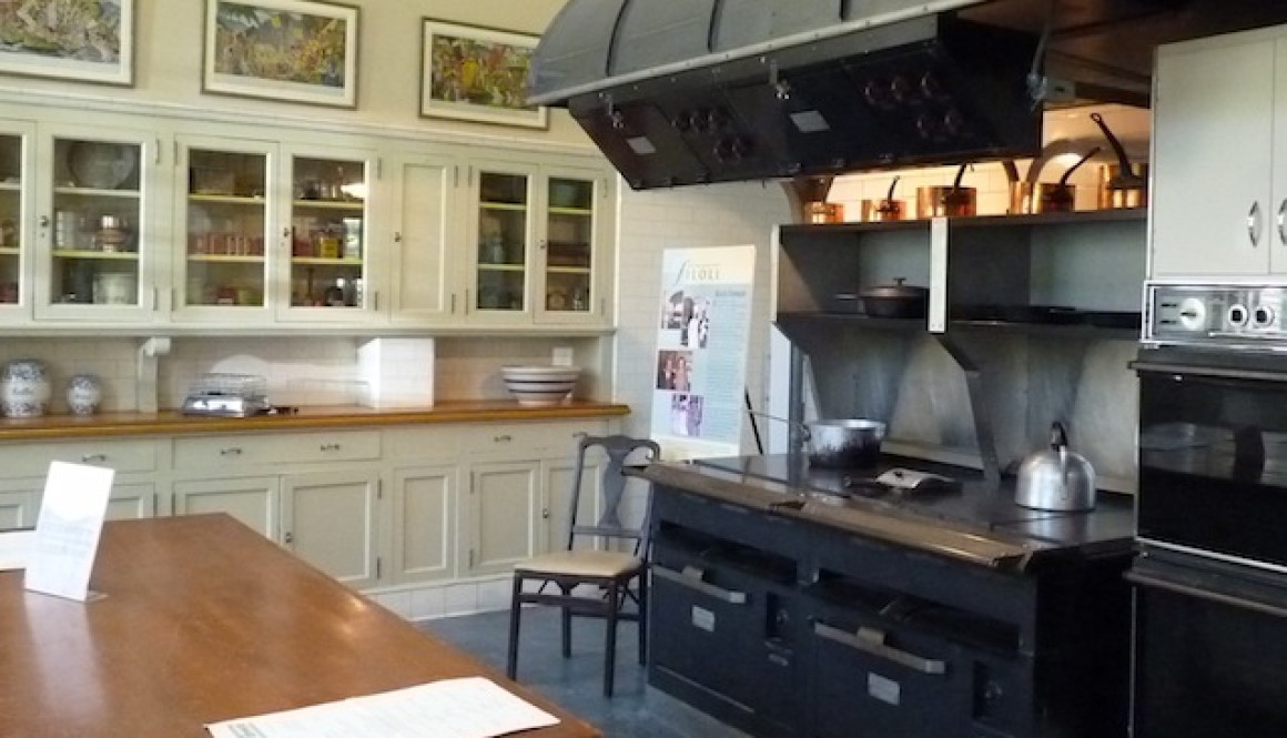 Vintage kitchen and repurposed range in the Dynasty mansion.