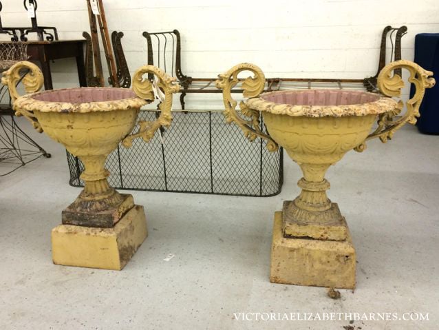 I got totally carried away bidding on these antique garden urns… Now that I have discovered auctions, it looks like I am going to bankrupt us!