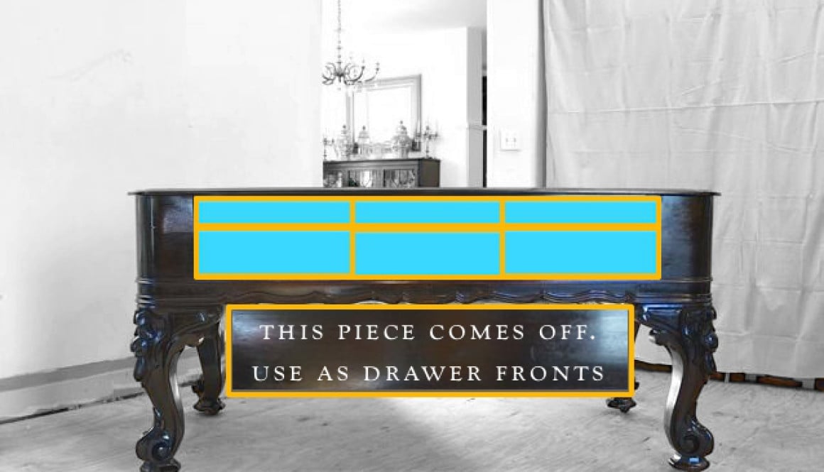 We’re repurposing an antique square piano into our KITCHEN ISLAND… see how we built drawers inside… it’s the first step in our DIY kitchen remodel.
