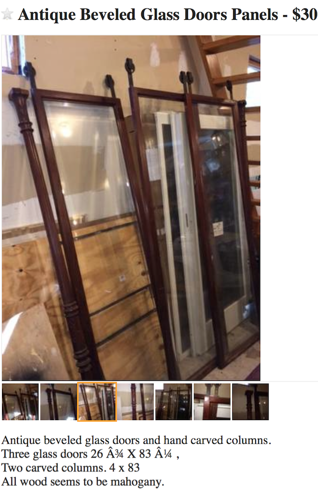 repurposed kitchen cabinet from antique glass doors