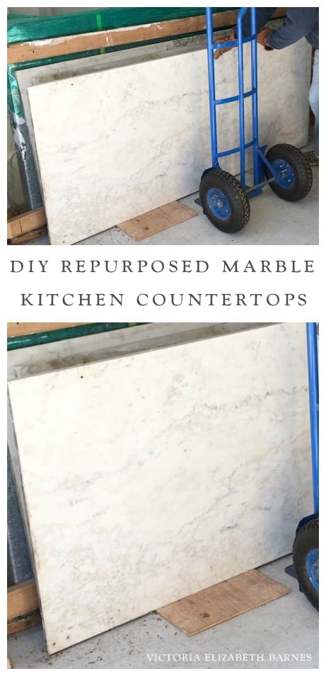 Craigslist SCORE: three *huge* Carrara marble slabs from an antique shower stall! We'll repurpose them as countertops in our DIY kitchen remodel— we are using almost entirely salvaged and repurposed materials... including turning an antique piano into the kitchen island!