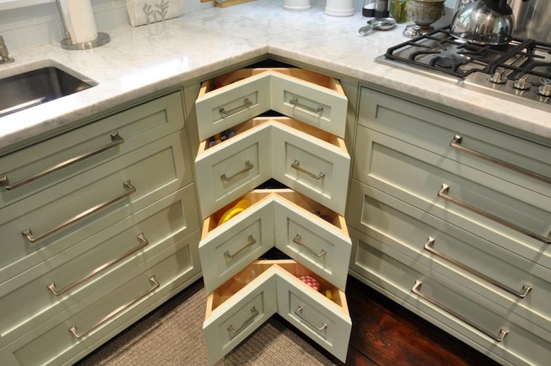 Kitchen: corner cabinets and storage. - VICTORIA ELIZABETH BARNES