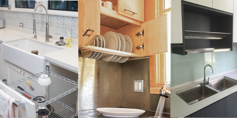 Dish Drying Rack In-cabinet Over Sink. Minimalist Dish Rack 