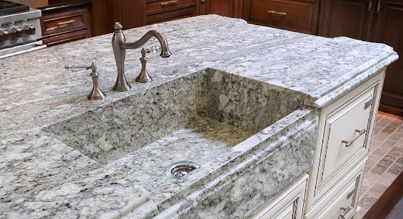 Stone Kitchen Countertop With Custom Integrated Sink Victoria